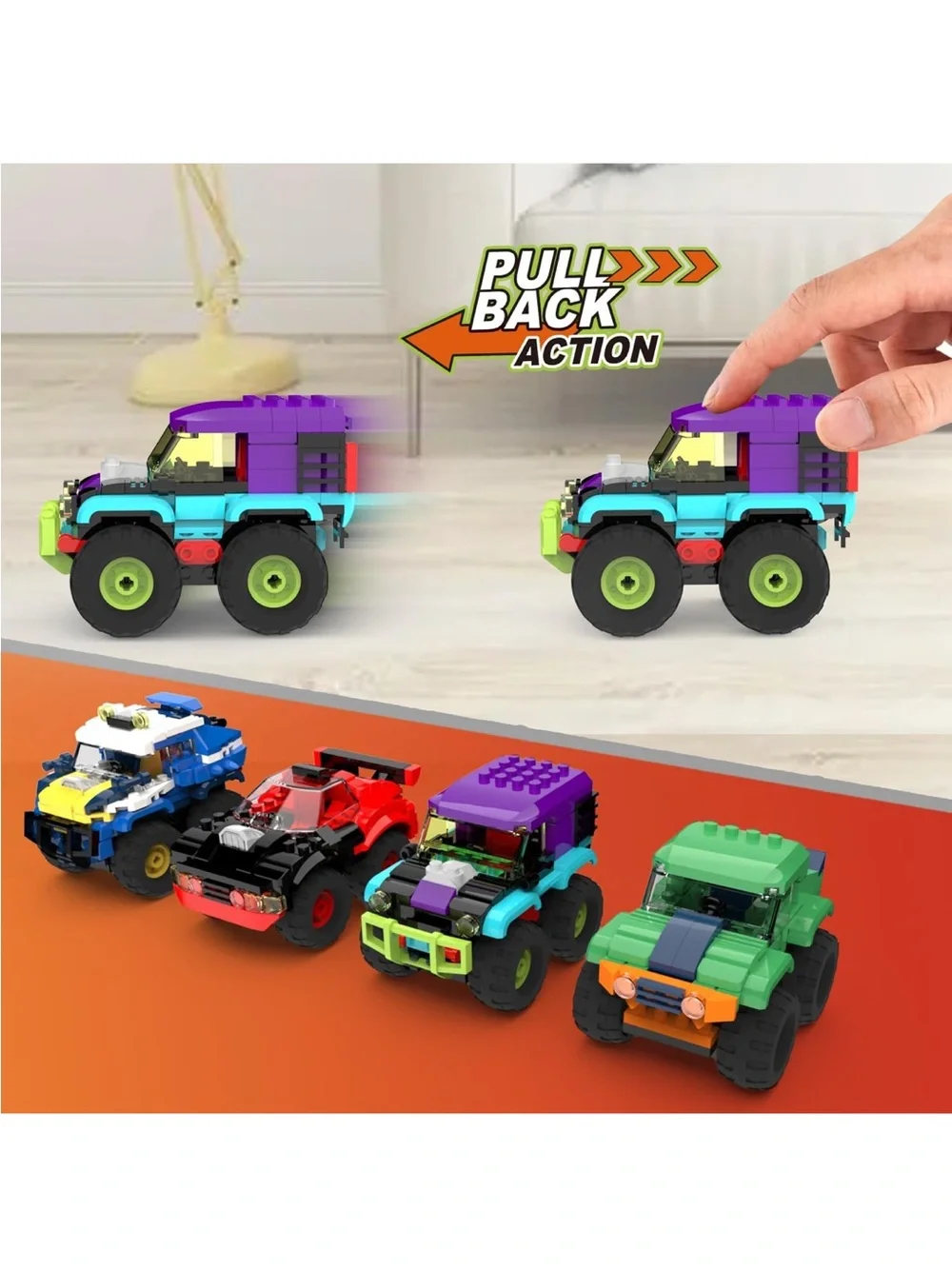 4 Pack Monster Truck Micro Brick Building Blocks Set New in Box